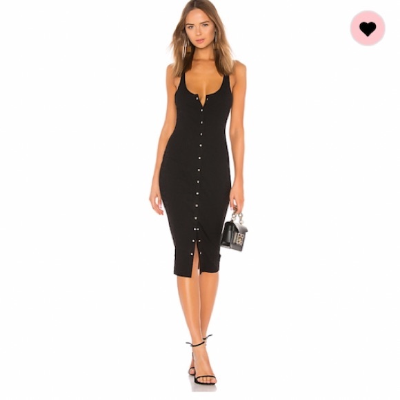 about us Dresses & Skirts - NEW REVOLVE ABOUT US STRETCH BLACK RIBBED BODYCON MIDI DRESS XS